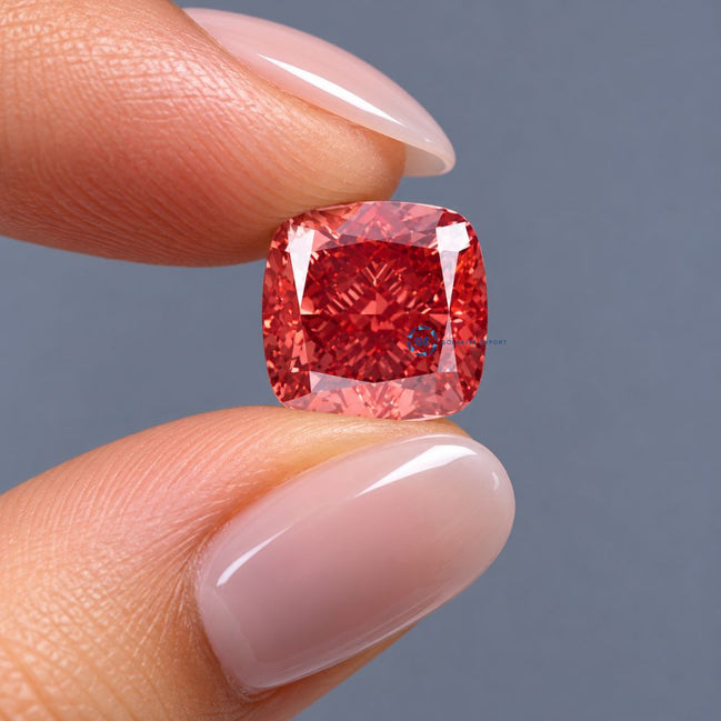Deep Pink Cushion Cut Lab Grown Diamond, Loose Fancy Color Diamond