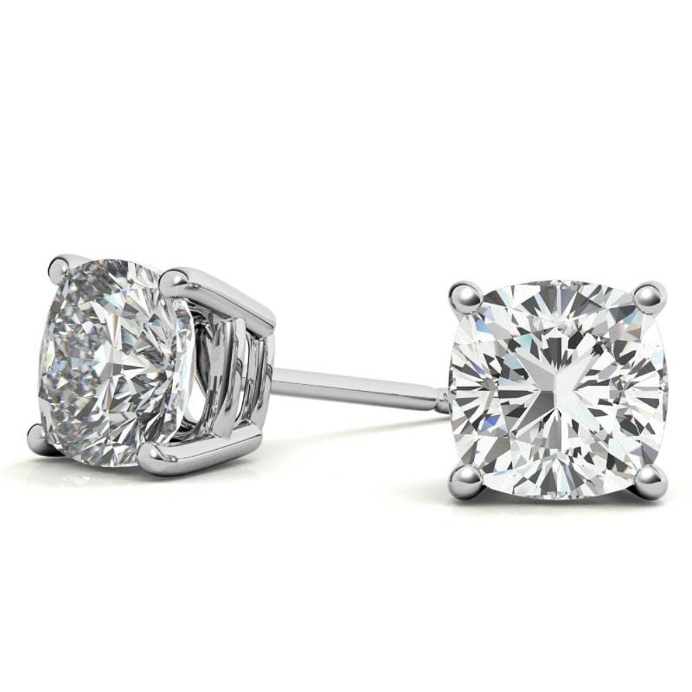 Cushion Cut Moissanite Push Lock Earrings