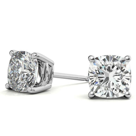 Cushion Cut Moissanite Push Lock Earrings