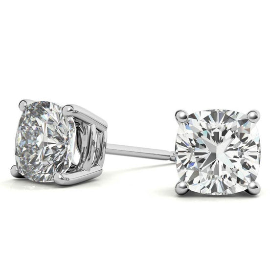 Cushion Cut Moissanite Push Lock Earrings
