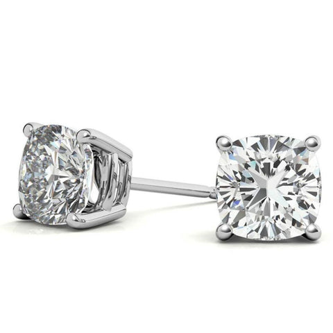 Cushion Cut Moissanite Push Lock Earrings
