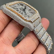 Skeleton Dual Tone Moissanite Custom Watch