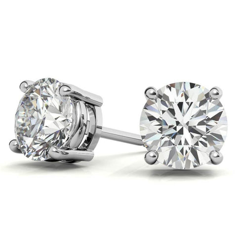 Four Prong Round Cut Moissanite Solitaire Earrings