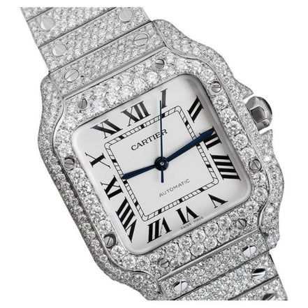 White Color Dial Fully Iced Out Moissanite Watch