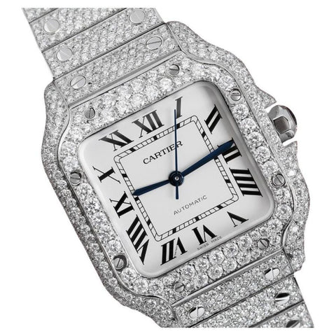 White Color Dial Fully Iced Out Moissanite Watch