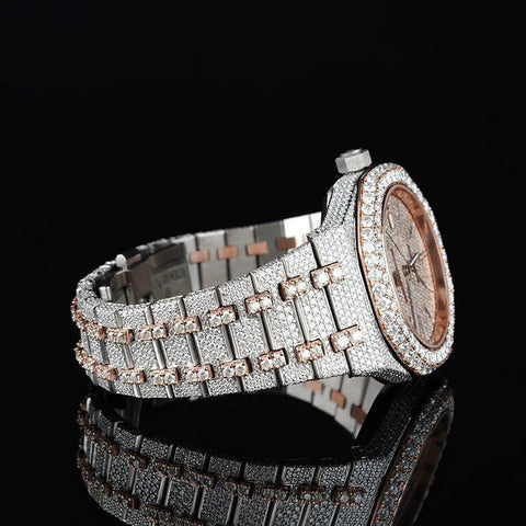 Fully Iced Out Moissnaite Two Tone Luxury Watch
