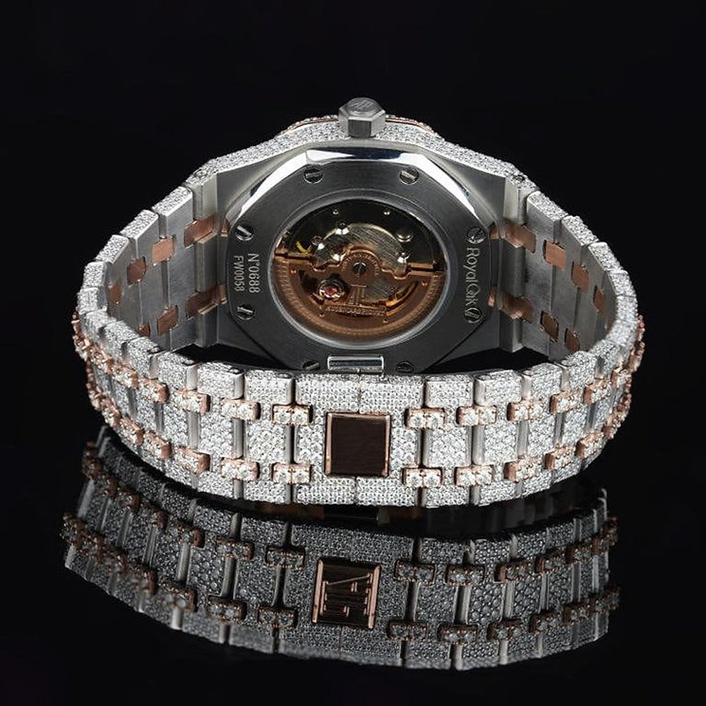 Fully Iced Out Moissnaite Two Tone Luxury Watch