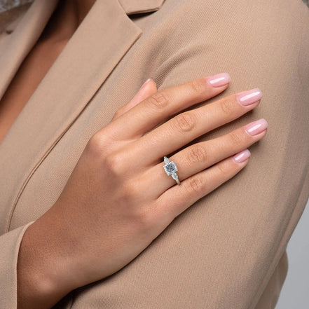 Three Stone Cushion Cut Moissanite Ring
