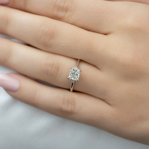 Colorless Moissanite Seven Stone Princess Cut Engagement Ring