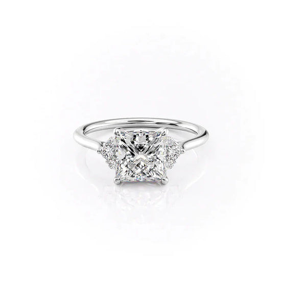 Colorless Moissanite Seven Stone Princess Cut Engagement Ring