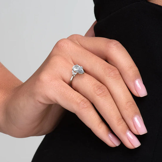 Moissanite Pear Cut Seven Stone Engagement Wedding Ring