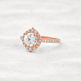 D Color Round Cut Moissanite Halo Engagement Wedding Ring