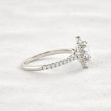 D Color Round Cut Moissanite Halo Engagement Wedding Ring