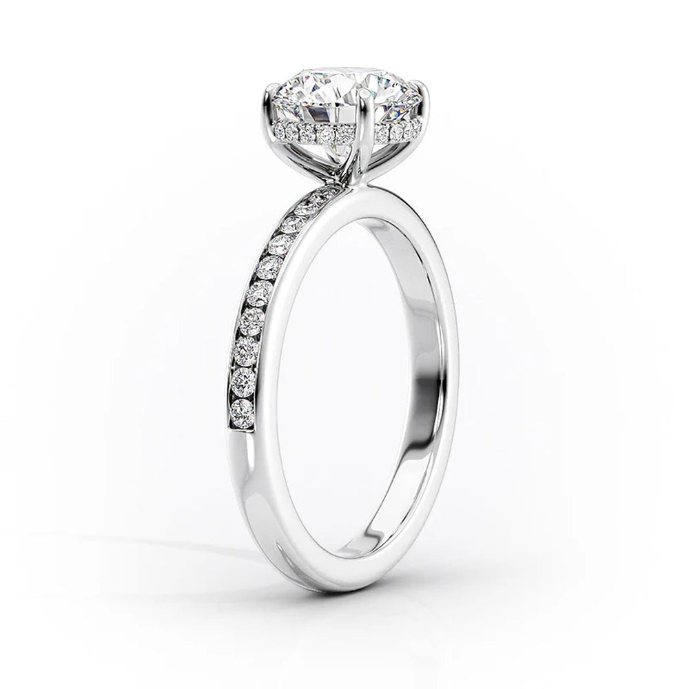 Channel Set Moissnaite Oval Cut Wedding Ring