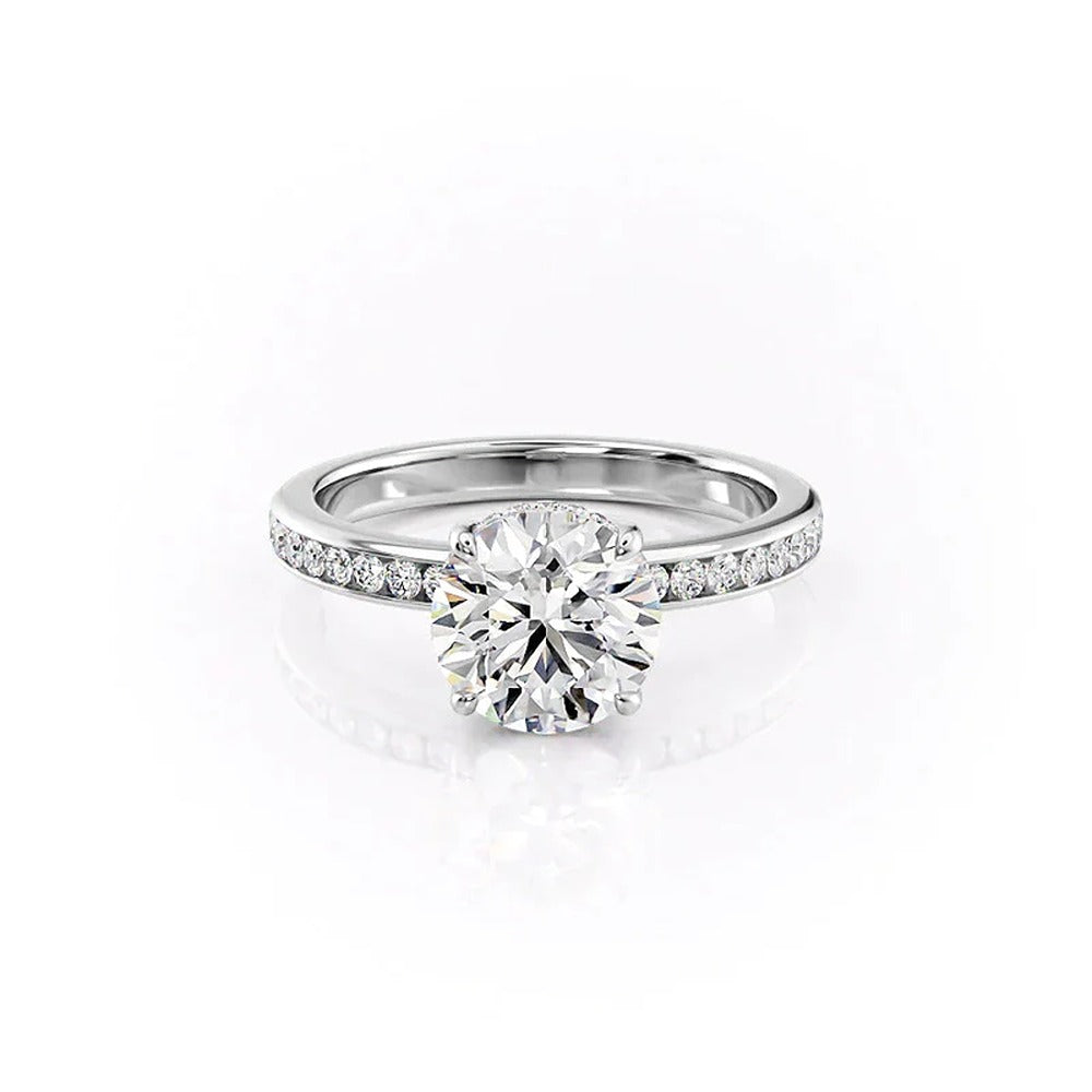 Round Cut Moissanite Channel Set Wedding Ring