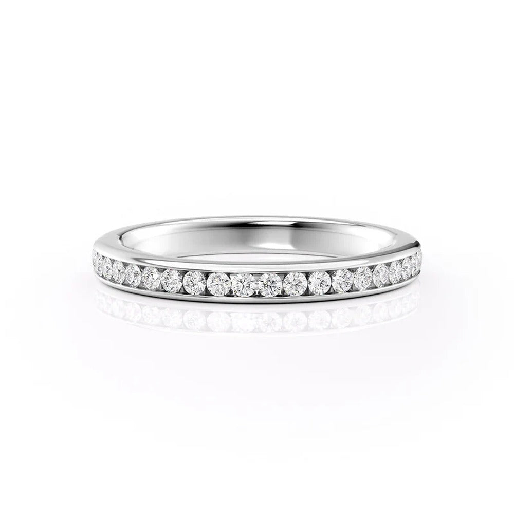 Round Cut  D Color Moissanite Channel Set Wedding Proposal Band