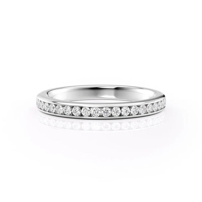 Round Cut  D Color Moissanite Channel Set Wedding Proposal Band