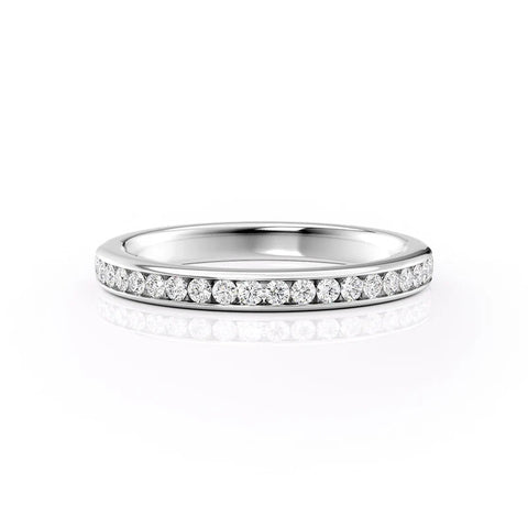 Round Cut  D Color Moissanite Channel Set Wedding Proposal Band