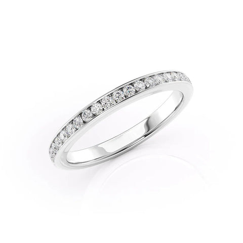 Round Cut  D Color Moissanite Channel Set Wedding Proposal Band