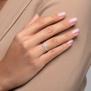 Princess Cut Hidden Accent Moissanite Ring For Women