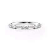 Half Eternity Round & Baguette Cut Moissanite Diamond Band