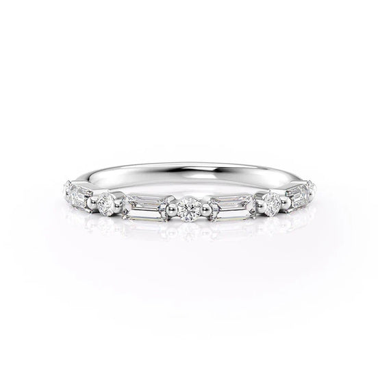 Half Eternity Round & Baguette Cut Moissanite Diamond Band