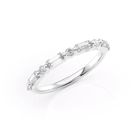 Half Eternity Round & Baguette Cut Moissanite Diamond Band