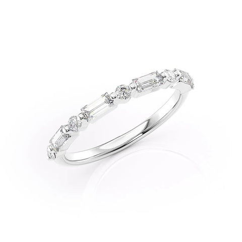 Half Eternity Round & Baguette Cut Moissanite Diamond Band