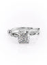 Cushion Cut Moissanite Vintage Pave Leaf Style Ring