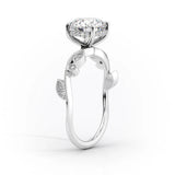 Cushion Cut Moissanite Vintage Pave Leaf Style Ring
