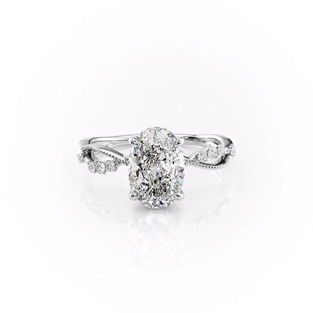 Oval Cut Moissanite Cluster Style Engagement Ring