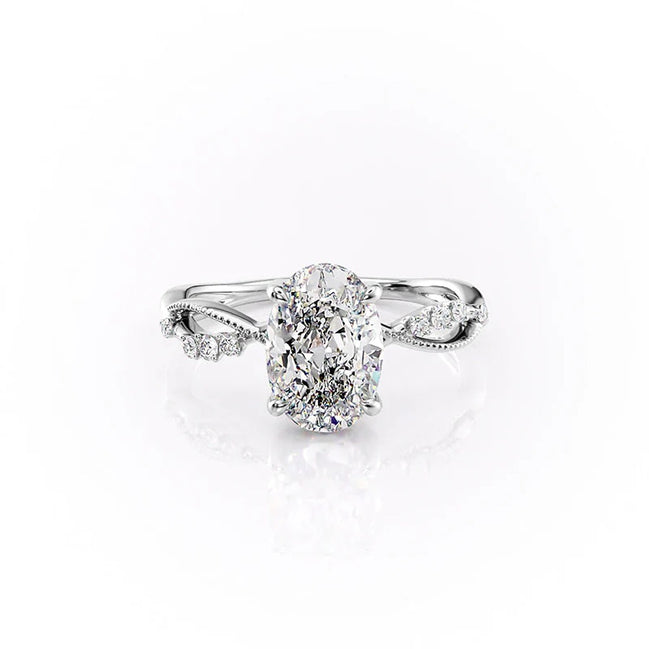 Oval Cut Moissanite Cluster Style Engagement Ring