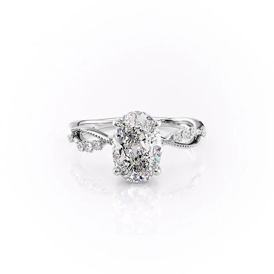 Oval Cut Moissanite Cluster Style Engagement Ring