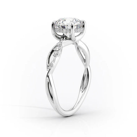 Twisted Shank Moissanite Round Cut Promise Ring