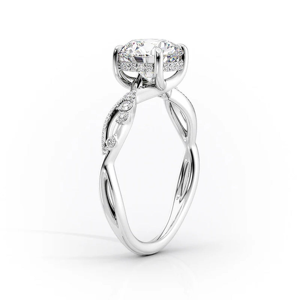 Twisted Shank Moissanite Round Cut Promise Ring