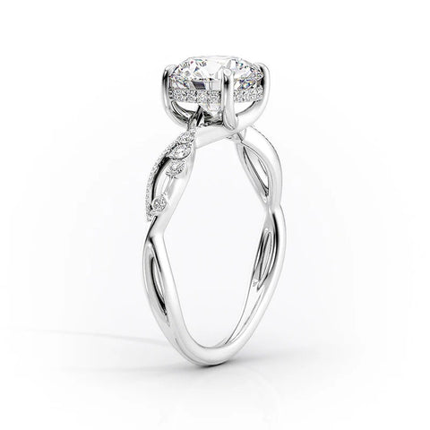 Twisted Shank Moissanite Round Cut Promise Ring