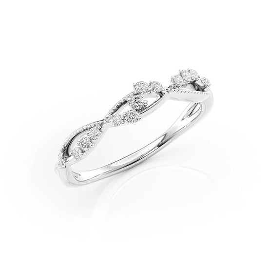 Half Eternity Art Deco Round Cut Moisanite Diamond Wedding Band
