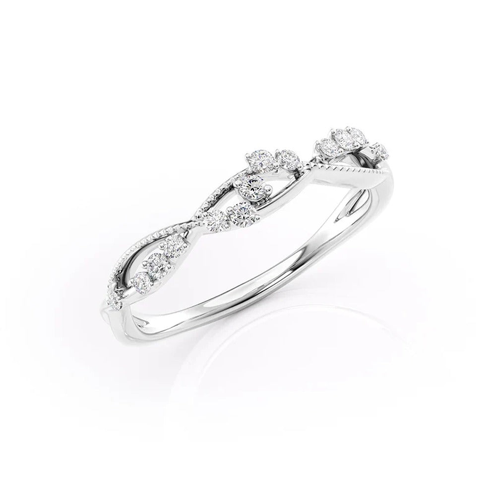 Half Eternity Art Deco Round Cut Moisanite Diamond Wedding Band