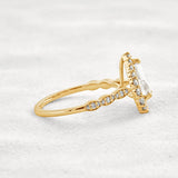 VVS1 Clarity Moissanite Diamond Pear Cut Pav & Halo Wedding Ring