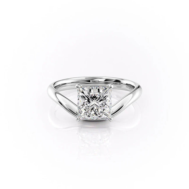 D Color Moissanite Solitaire Unique Style Princess Cut Wedding Ring