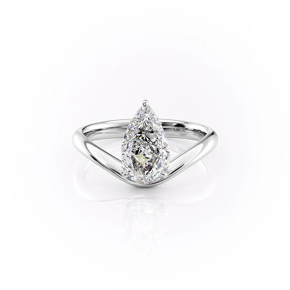 Unique Style Pear Cut Moissanite Solitaire Engagement Ring