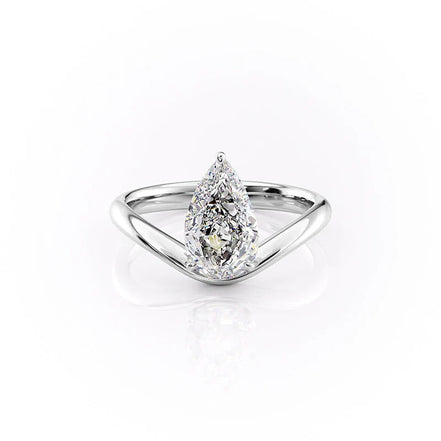 Unique Style Pear Cut Moissanite Solitaire Engagement Ring