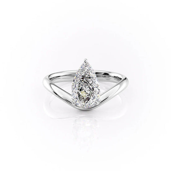 Unique Style Pear Cut Moissanite Solitaire Engagement Ring