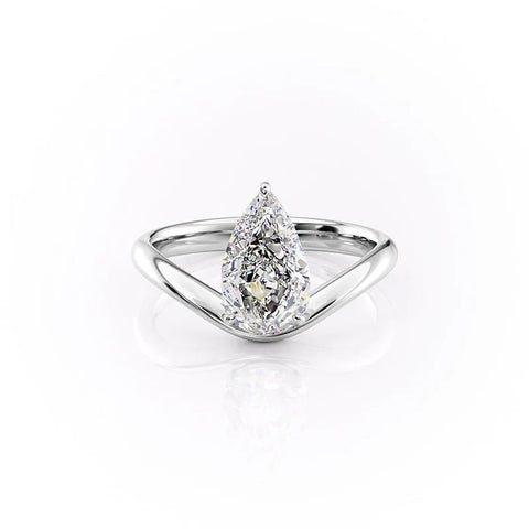 Unique Style Pear Cut Moissanite Solitaire Engagement Ring