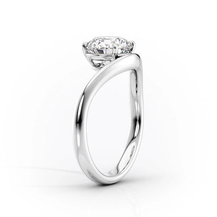 Unique Style Round Cut Solitaire  Moissanite Ring