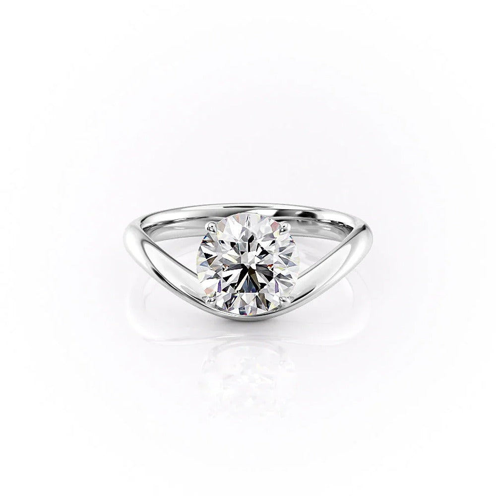 Unique Style Round Cut Solitaire  Moissanite Ring