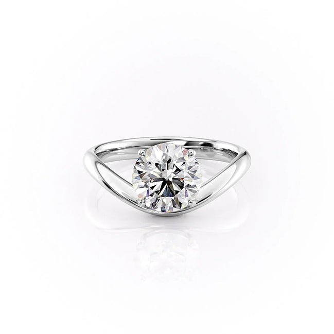 Unique Style Round Cut Solitaire  Moissanite Ring