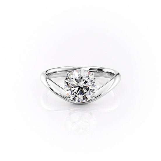 Unique Style Round Cut Solitaire  Moissanite Ring