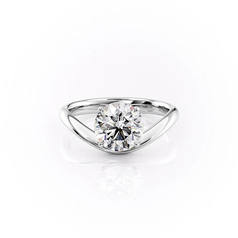 Unique Style Round Cut Solitaire  Moissanite Ring