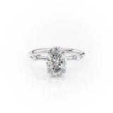 D Color Moissanite Oval Cut Hidden Halo Engagement Ring